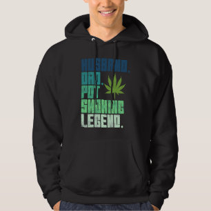 Vintage Retro Husband Dad Pot Smoking Weed Legend Hoodie