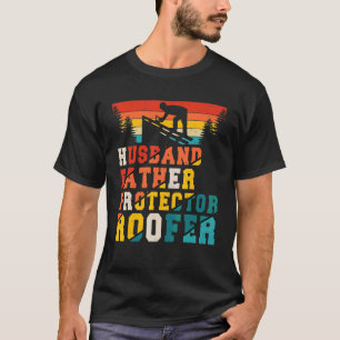 Vintage Retro Husband Father Protector Roofer Fath T-Shirt