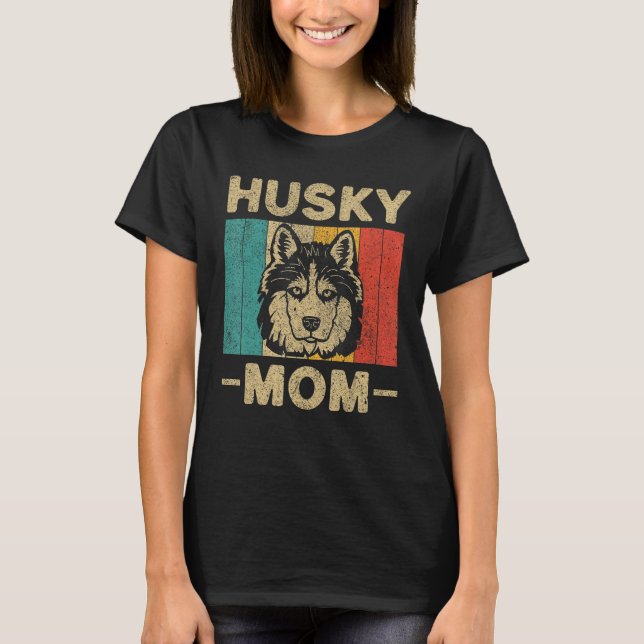 Vintage Retro Husky Mom Dog Owner T-Shirt (Front)