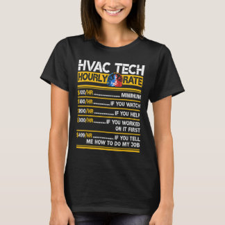 Vintage Retro HVAC Technician Hourly Rate Engineer T-Shirt