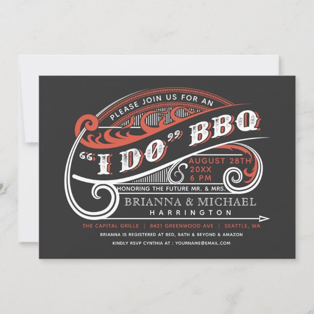 Vintage Retro I Do BBQ Invitations (Front)