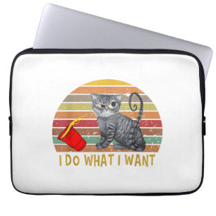 Vintage Retro I Do What I Want My Black Cat Lovers Laptop Sleeve