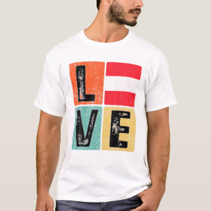 Vintage Retro I Love Austria Flag for Austrian Pri T-Shirt