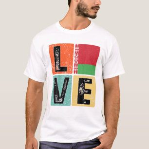 Vintage Retro I Love Belarus Flag for Belarusian P T-Shirt