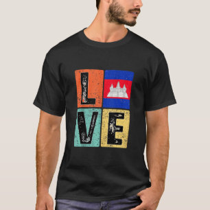 Vintage Retro I Love Cambodia Flag For Cambodian P T-Shirt