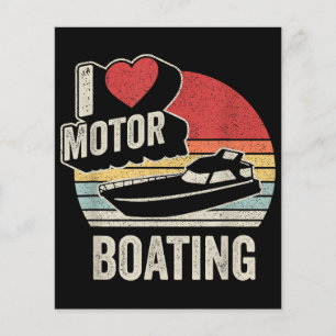 Vintage Retro I Love Motor Boating Funny Boater