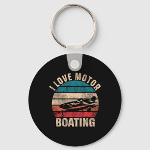 Vintage Retro I Love Motor Boating Funny Boater 1 Key Ring