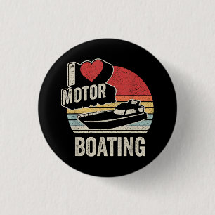 Vintage Retro I Love Motor Boating Funny Boater 3 Cm Round Badge