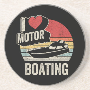 Vintage Retro I Love Motor Boating Funny Boater Coaster