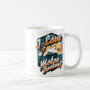 Vintage Retro I Love Motor Boating Funny Boater Coffee Mug