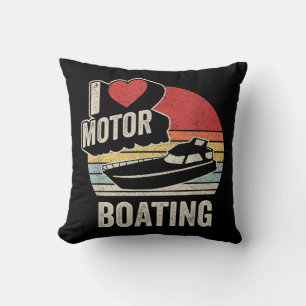 Vintage Retro I Love Motor Boating Funny Boater Cushion