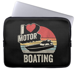 Vintage Retro I Love Motor Boating Funny Boater Laptop Sleeve
