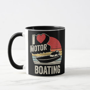 Vintage Retro I Love Motor Boating Funny Boater  Mug