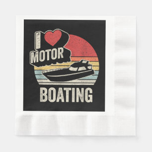 Vintage Retro I Love Motor Boating Funny Boater Napkin