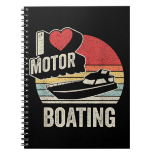 Vintage Retro I Love Motor Boating Funny Boater Notebook