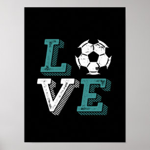 Vintage Retro I Love Soccer Player Coach Sport Fan Poster
