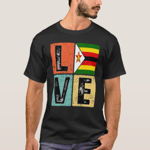 Vintage Retro I Love Zimbabwe Flag For Zimbabwean  T-Shirt