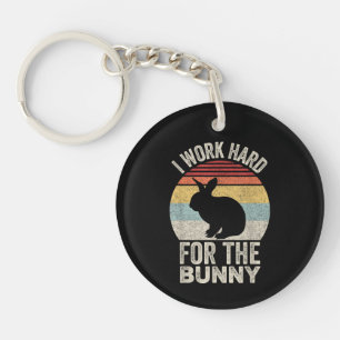 Vintage Retro I Work Hard For The Bunny Key Ring