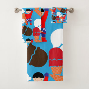 Vintage Retro Ice Cream Art Bath Towel Set