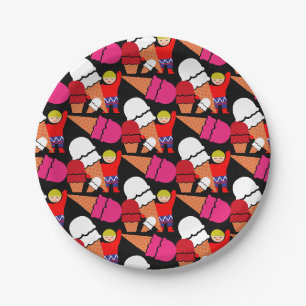 Vintage Retro Ice Cream Art Paper Plate