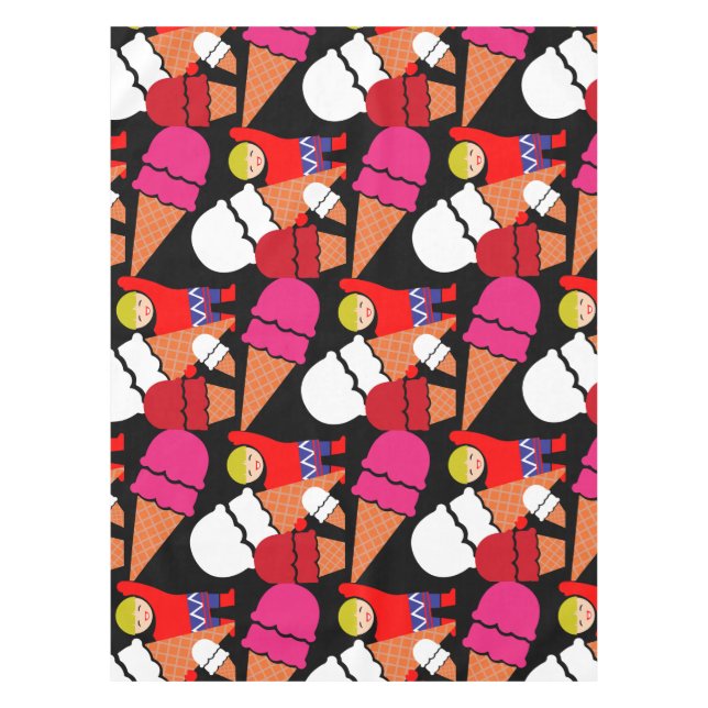 Vintage Retro Ice Cream Art Tablecloth (Front)
