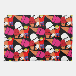 Vintage Retro Ice Cream Art Tea Towel