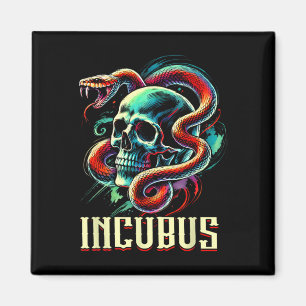 Vintage Retro Incubus Skull And Snake Halloween Ho Magnet