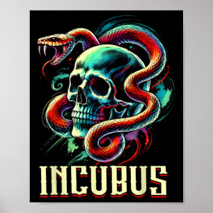 Vintage Retro Incubus Skull And Snake Halloween Ho Poster