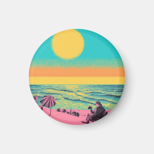 Vintage/retro inspired, beach  magnet (Front)