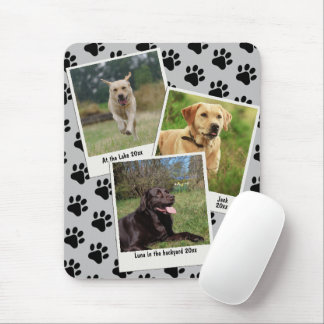 Vintage Retro Instant 3 Pet Photo Frame Paw Prints Mouse Pad