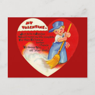 Vintage Retro Janitor Valentine Card