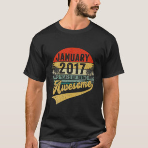 Vintage Retro January 2017 5Th Birthday Gifts 5 Ye T-Shirt