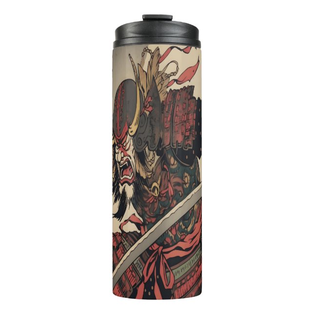 Vintage Retro Japanese Samurai Artwork Thermal Tumbler (Front)
