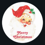 Vintage Retro Jolly Old Santa Claus Christmas Classic Round Sticker<br><div class="desc">Stickers with a vintage image of a retro santa claus face. Happy and jolly with round rosy cheeks.</div>