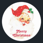 Vintage Retro Jolly Old Santa Claus Christmas Classic Round Sticker<br><div class="desc">Stickers with a vintage image of a retro santa claus face. Happy and jolly with round rosy cheeks.</div>