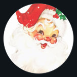 Vintage Retro Jolly Old Santa Claus Christmas Classic Round Sticker<br><div class="desc">Stickers with a vintage image of a retro santa claus face. Happy and jolly with round rosy cheeks.</div>