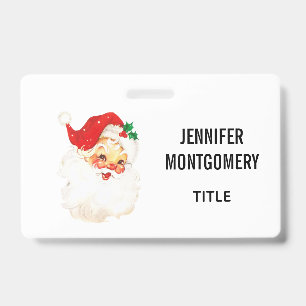 Vintage Retro Jolly Old Santa Claus Christmas ID Badge
