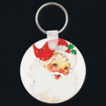 Vintage Retro Jolly Old Santa Claus Christmas Key Ring<br><div class="desc">A keychain with a vintage image of a retro santa claus face. Happy and jolly with round rosy cheeks.</div>