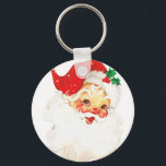 Vintage Retro Jolly Old Santa Claus Christmas Key Ring<br><div class="desc">A keychain with a vintage image of a retro santa claus face. Happy and jolly with round rosy cheeks.</div>