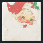 Vintage Retro Jolly Old Santa Claus Christmas Stone Coaster<br><div class="desc">A coaster with a vintage image of a retro santa claus face. Happy and jolly with round rosy cheeks.</div>
