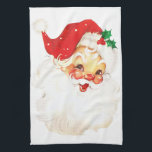 Vintage Retro Jolly Old Santa Claus Christmas Tea Towel<br><div class="desc">Kitchen towel with a vintage image of a retro santa claus face. Happy and jolly with round rosy cheeks.</div>