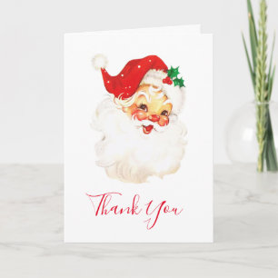 Vintage Retro Jolly Old Santa Claus Thank You Card