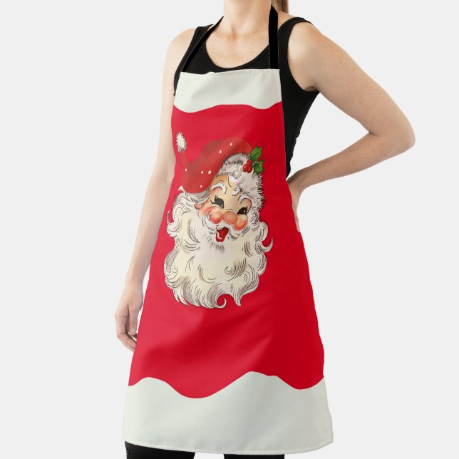 Vintage Retro Jolly Santa Claus Christmas Apron (Insitu)