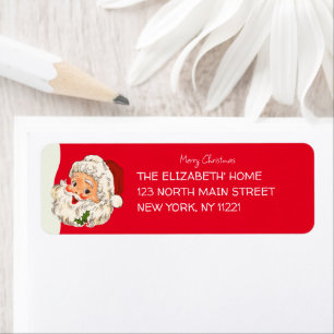 Vintage Retro Jolly Santa Claus Christmas Return Address Label