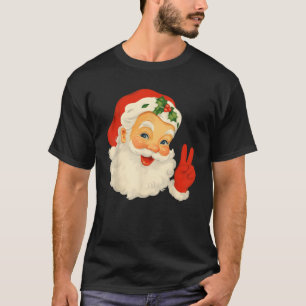 Vintage Retro Jolly Santa Claus Face Christmas Paj T-Shirt