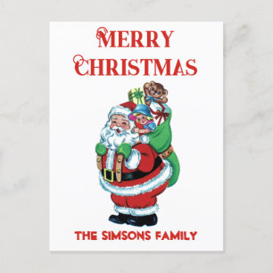 Vintage Retro Jolly Santa Merry Christmas Holiday Postcard