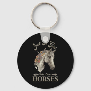 Vintage Retro Just A Girl Who Loves Horses1 Key Ring