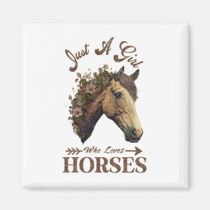 Vintage Retro Just A Girl Who Loves Horses8 Magnet