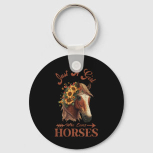 Vintage Retro Just A Girl Who Loves Horses9 Key Ring