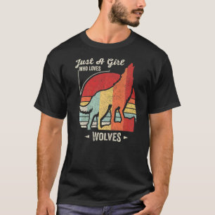 Vintage Retro Just A Girl Who Loves Wolves Wolf  G T-Shirt